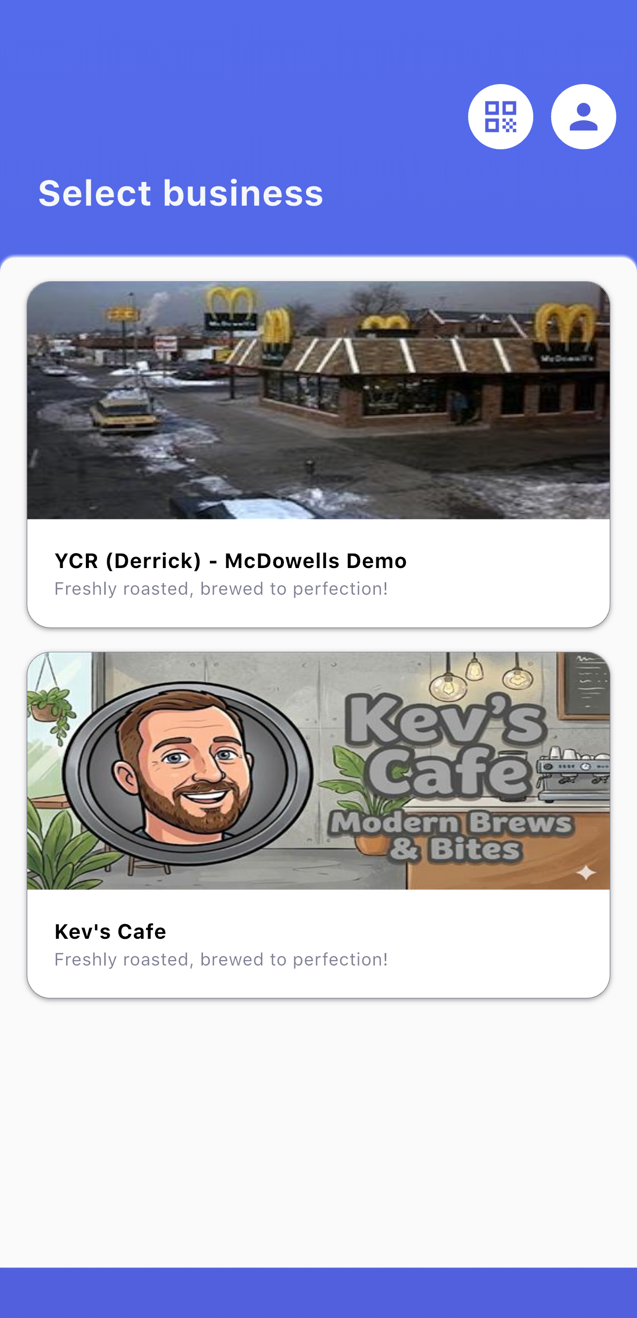 Venue selection screen
